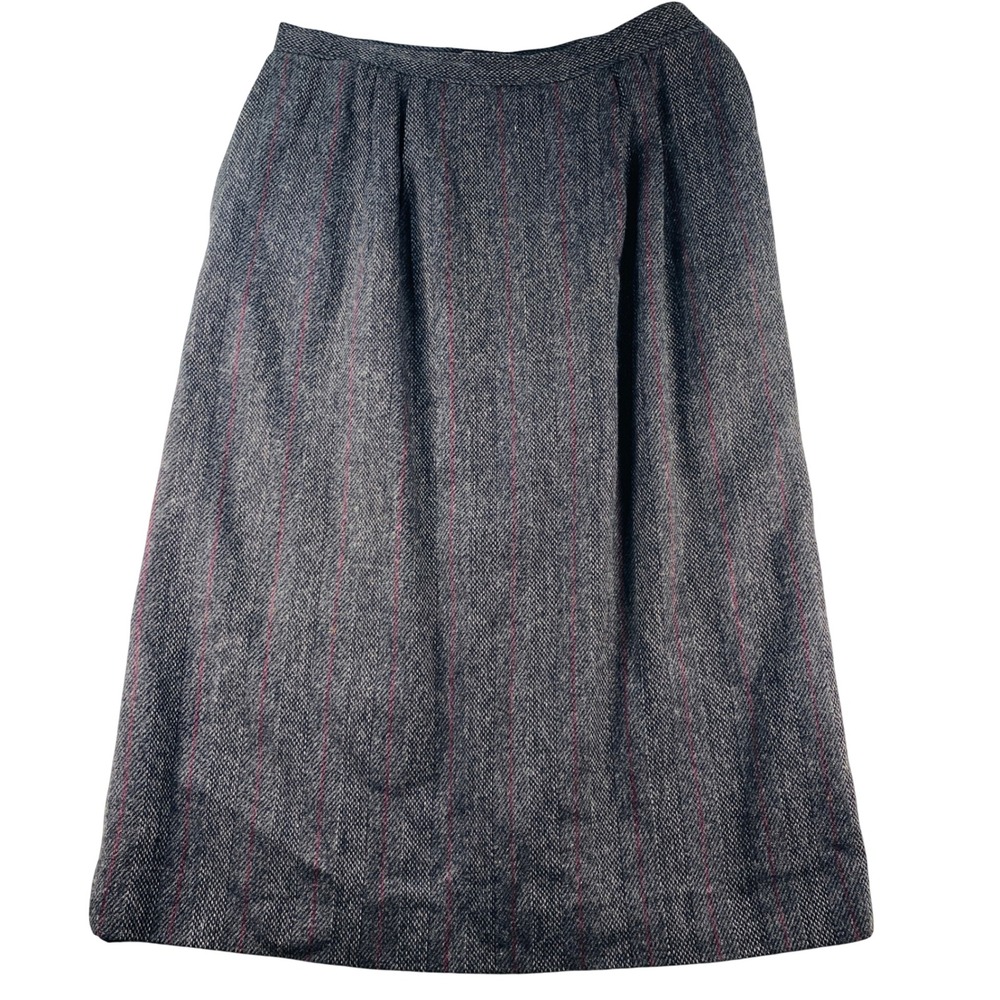 Vintage Gray Wool Blend Herringbone Pinstripe Skirt Size 9/10 Wool Blend Career
